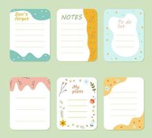 Various Paper notes on stickers. Information board with blank Paper sticky notes for reminders, to do list, planner, schedule. Vector illustration.