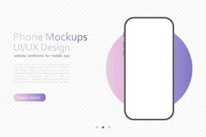 Smartphone blank screen, phone mockup. Template for infographics or presentation UI design interface. vector