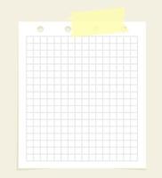 Notepad paper background, checkered sheet.Vector vector