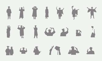 Graduates celebrating silhouettes vector