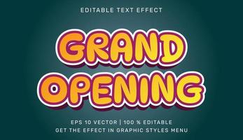 Grand opening 3d editable text effect vector