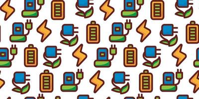 Ecology seamless pattern with small eco icons. Vector background illustration.