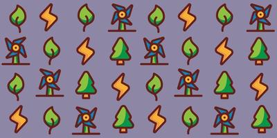 Ecology seamless pattern with small eco icons. Vector background illustration.