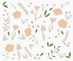 Flower pattern with green leaves and soft pink vector