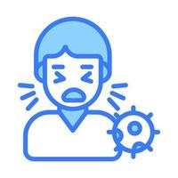 Sneezing Man avatar with coronavirus symbol denoting concept of sick Man vector