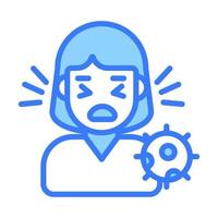 Sneezing woman avatar with coronavirus symbol denoting concept of sick women vector