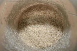 photo of white granulated sugar from above