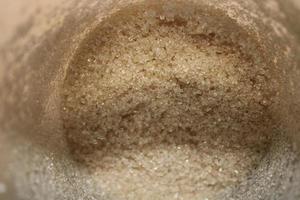 photo of white granulated sugar from above