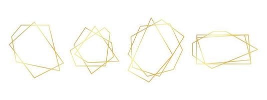 Gold wedding geometric frames. Luxury polygonal borders isolated on white background vector