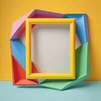 empty photo frame geometric colorful retro modern minimalist .