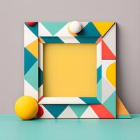 empty photo frame geometric colorful retro modern minimalist .