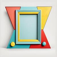 empty photo frame geometric colorful retro modern minimalist .