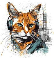 urban city cat animal vector design for print