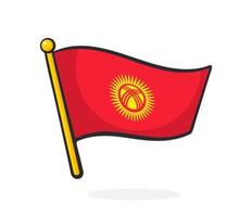 pegatina bandera de Kirguistán en asta de bandera vector