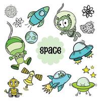 Set of Astronaut and Space Elements vector