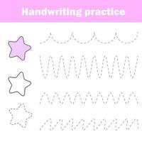 Handwriting practice sheet. Educational children game, printable worksheet for kids. Writing training printable worksheet. vector