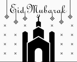 Eid Mubarak Icon Symbol Mosque Islamic Style Culture Religion Illustration Design Template vector