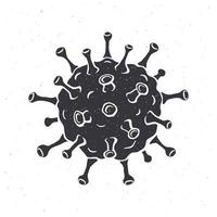 Silhouette of coronavirus cell. Vector illustration. Virus cause respiratory infection covid-19. Global world epidemic. Deadly corona bacteria. Isolated white background