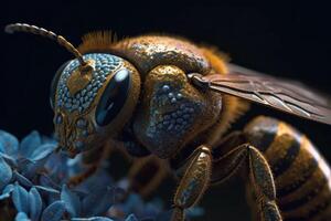 Bees diligently labor over honeycomb, a marvel of natural engineering. photo