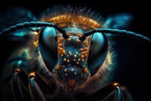 Bees diligently labor over honeycomb, a marvel of natural engineering. photo