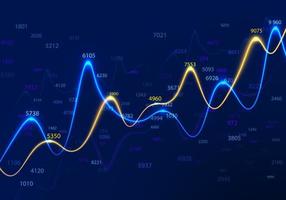 Business diagrams and charts on blue background with random numbers. Data statistic and commerce research. Financial report and economic diagrams. Infographic elements. Vector illustration