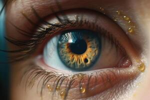 Captivating close up reveals intricate beauty of a woman's eye. photo