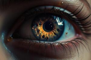 Captivating close up reveals intricate beauty of a woman's eye. photo