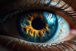 Captivating close up reveals intricate beauty of a woman's eye. photo