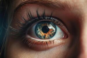 Captivating close up reveals intricate beauty of a woman's eye. photo