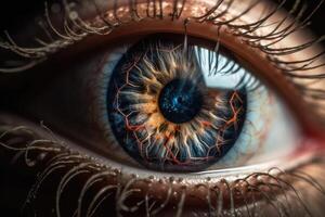 Captivating close up reveals intricate beauty of a woman's eye. photo