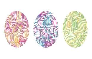 Fingerprints. Digital security authentication concept. Fingerprint vector illustration in different colors isolated on white background