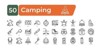 Camping Icons Pack. Thin line icons set. clean and simple vector icons