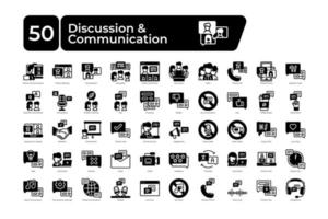 Discussion and communication icons Pack. solid glyph style. clean and simple vector icons