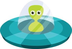 Vector Illustration Of An Alien Inside A Spaceship