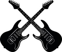 Monochrome Vector Image Of Two Electric Guitars