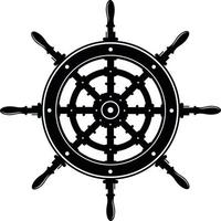 Black And White Illustration Of Ship's Wheel vector
