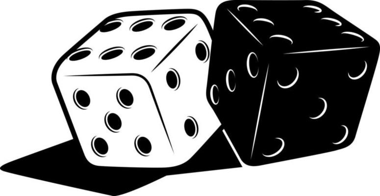 Silhouette Of Black And White Dice