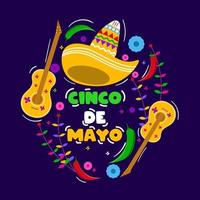 Cinco De Mayo federal holiday may 5th in mexico, cinco de mayo festival poster with colorful decoration vector
