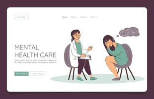 Web template concept of help to woman suffers from depression mental health diseases or Bipolar disorder. vector