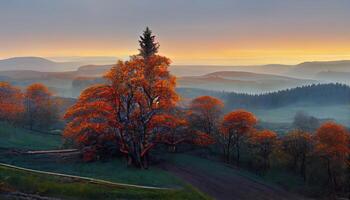 Amazing view of beach hill on beautiful sunset background. photo