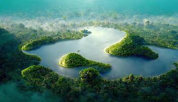 River and trees in plitvice lakes national park in croatia. photo