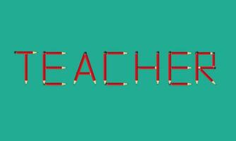 happy teacher background with teacher text and red pencil vector