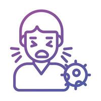 Sneezing Man avatar with coronavirus symbol denoting concept of sick Man vector