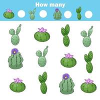 Counting educational children game, math kids activity sheet. How many objects task. Learning mathematics, numbers vector
