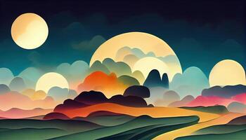 Paper style galaxy background with planet. photo