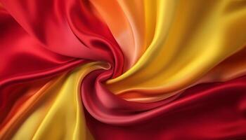 realistic wavy abstract background, delicate and elegant red and yellow silk cloth, photo