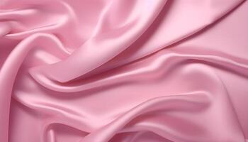 realistic wavy abstract background, delicate and elegant pink silk cloth, generative ai photo