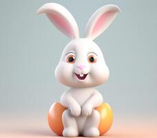 easter day poster, bunny character smiling happily. photo