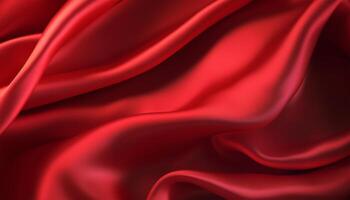 realistic wavy abstract background, delicate and elegant red silk cloth, generative ai photo