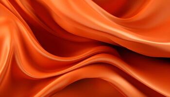realistic wavy abstract background, delicate and elegant orange silk cloth, generative ai photo